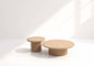 Eos Natural Travertine Coffee Table Set - Modern Round Stone Nesting Tables