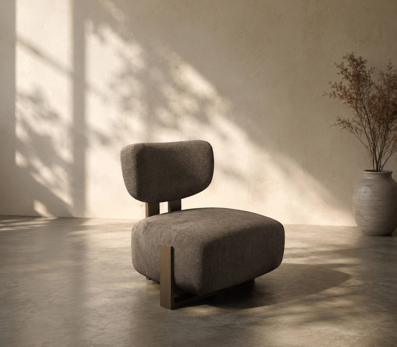 Kora Modern Minimalist Lounge Chair - Charcoal Textured Accent Armchair