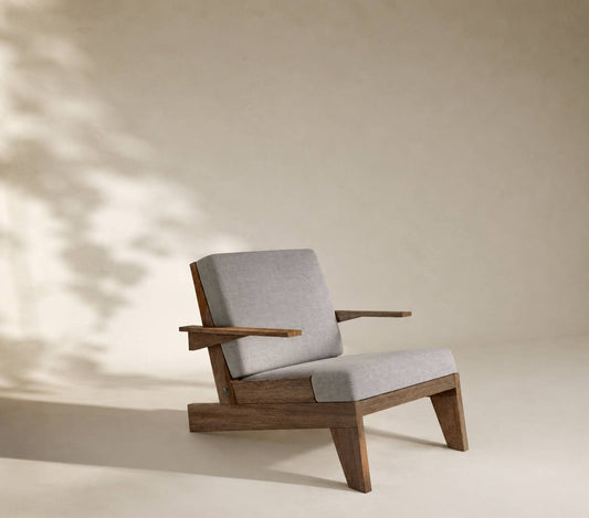 Arlo Modern Mid-Century Lounge Chair - Premium Angular Oak Armchair