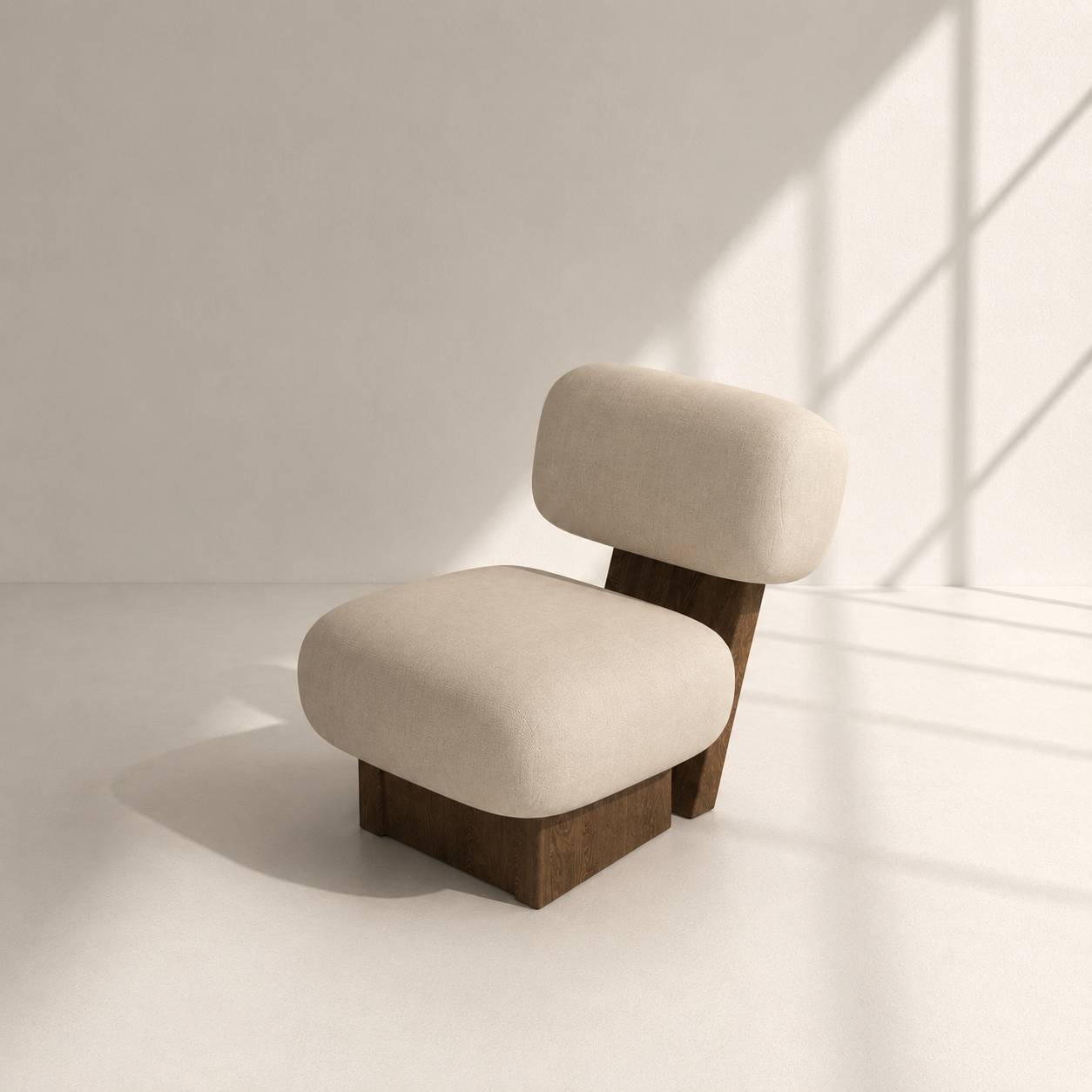 Kora Modern Minimalist Accent Chair - Plush Lounge Armchair with Dark Wood Base