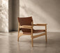 Soren Modern Saddle Leather Lounge Chair - Premium Oak Accent Armchair