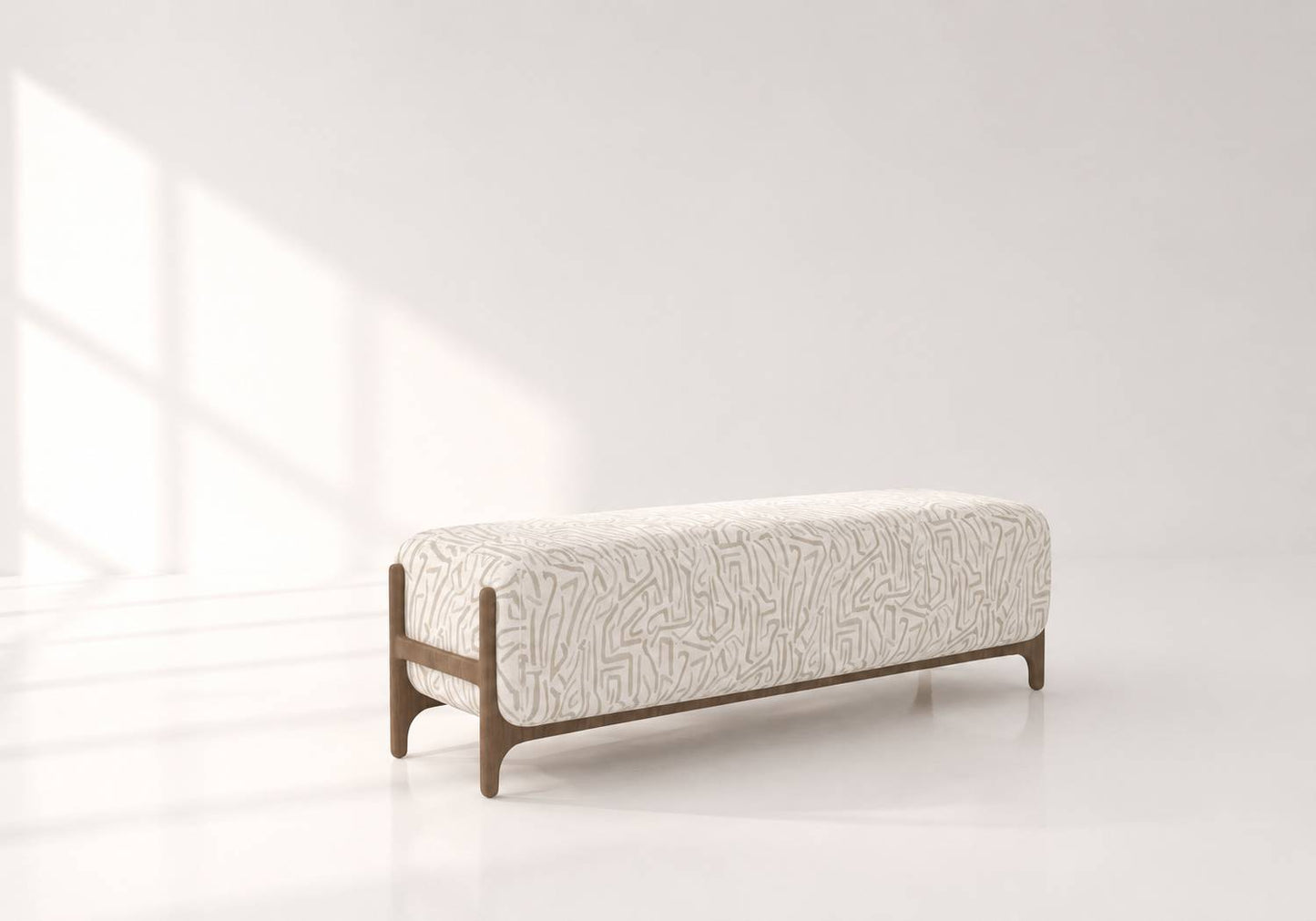 Muse Modern Patterned Banquette - Artistic Upholstered Bench with Wood Frame