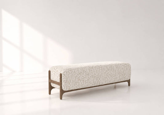 Muse Modern Patterned Banquette - Artistic Upholstered Bench with Wood Frame